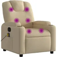 vidaXL Fauteuil de massage Crème Tissu
