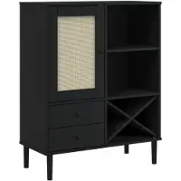 vidaXL Highboard SENJA aspect rotin noir 90x40x112 cm bois de pin