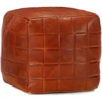 vidaXL Pouf 40 x 40 x 40 cm Brun roux Cuir véritable de chèvre
