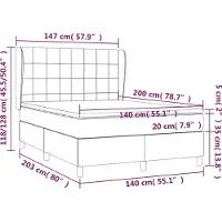 vidaXL Lit boxspring avec matelas Marron foncé 140x200 cm Tissu