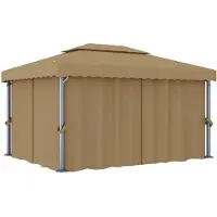 vidaXL Pavillon avec rideau 4x3 m taupe aluminium