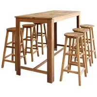 vidaXL Ensemble table de bar et tabourets 7 pièces en acacia massif