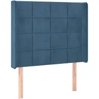vidaXL Tête de lit avec oreilles bleu foncé 83x16x118/128 cm velours