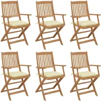 vidaXL Chaises de jardin pliantes 6 pièces avec coussins en bois massif d'acacia