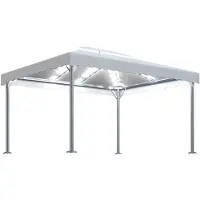 vidaXL Pavillon avec guirlande lumineuse LED 400x300 cm blanc crème aluminium