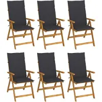vidaXL Chaises de jardin pliantes 6 pcs. avec coussins en bois massif d'acacia