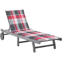 vidaXL Chaise longue avec support Gris acacia bois massif