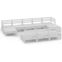 vidaXL Ensemble de salon de jardin 10 pièces blanc pin massif