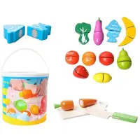 Kruzzel Trancher des légumes dans un seau en bois ISOx