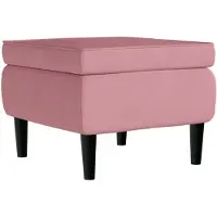 vidaXL Tabouret avec pieds en bois Rose Velours