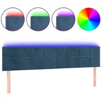 vidaXL Tête de lit LED bleu foncé 160x5x78/88 cm velours