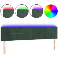 vidaXL Tête de lit LED vert foncé 180x5x78/88 cm velours