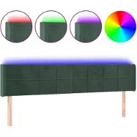 vidaXL Tête de lit LED vert foncé 163x16x78/88 cm velours