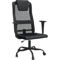 vidaXL Chaise de bureau Réglable en hauteur Noir Résille et similicuir
