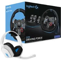 Logitech Pack gaming Volant de course et pédalier G29 Driving Force pour PS5/PS4/PC/Mac Noir + Casque Astro A10 Gen 2 Noir