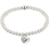 Engelsrufer Pearl bracelet Coeur avec ailes d'ange ERB-HEARTWINGPE (L), (17 cm, Perle, Argent rhodié)