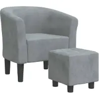 vidaXL Fauteuil club avec repose-pieds gris foncé velours