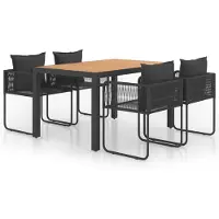vidaXL Ensemble de jardin 5 pièces PVC rotin noir et brun