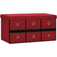 vidaXL Banc de rangement pliable Bordeaux 76x38x38 cm Faux lin