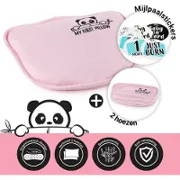 Unyqoos Coussin ergonomique pour bébé "Mon premier panda" – coussin en mousse à mémoire de forme anatomique, 26x23 cm, housse en bambou, pour bébés de moins de 1 an, couleur rose