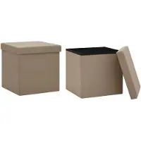 vidaXL Tabourets de rangement pliables lot de 2 cappuccino PVC