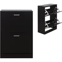 Vdd Meuble à chaussures - étagère à chaussures - 2 compartiments - noir