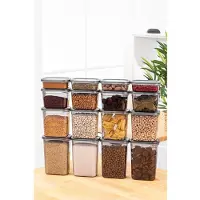 Hermia Concept , BNMPEGYAR16-481115, lot de boîtes de rangement (16 pièces), 100 % PLASTIQUE, anthracite, 14 x 10 x 5 cm