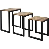 Vdd Ensemble de 3 tables d'appoint industrielles brun-noir : élégant et peu encombrant