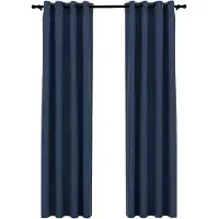 vidaXL Rideaux occultants Aspect lin avec œillets 2 pcs Bleu 140x225cm