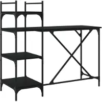 vidaXL Table d'ordinateur avec étagère noire 120x47x109 cm