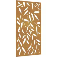 vidaXL Décoration murale de jardin 105x55 cm acier corten design feuilles de bambou