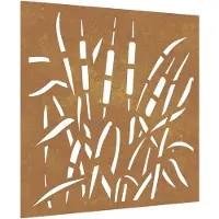 vidaXL Décoration murale de jardin 55x55 cm Design d'herbe en acier corten