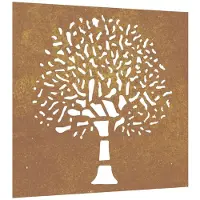 vidaXL Décoration murale de jardin 55x55 cm acier corten design arbre