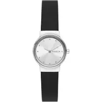 Skagen Montre Skagen - Femmes - Skw3119 - Noir Cuir - 26 Mm - Argent - Quartz - Analogique - Etanche 5 Atm