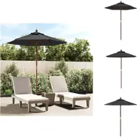 vidaXL Parasol avec mât en bois noir 196x231 cm