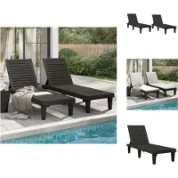 vidaXL Bains de soleil 2 pcs. noir 155x58x83 cm polypropylène