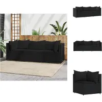 vidaXL Ensemble de salon de jardin 3 pièces avec coussins noir poly rotin
