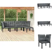 vidaXL Ensemble de salon de jardin 5 pièces noir et gris poly rotin