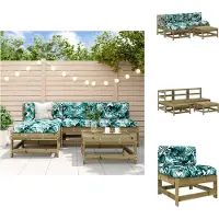 vidaXL Ensemble salon de jardin 5 pièces avec coussins Bois de pin imprégné