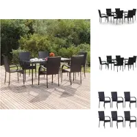 vidaXL Ensemble de jardin 7 pièces noir Poly rotin