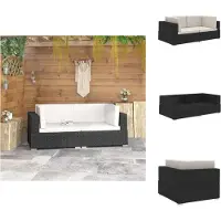 vidaXL Canapé d'angle 2 pièces avec coussins Poly rotin noir