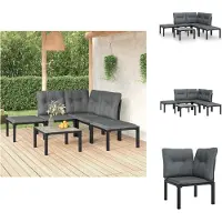 vidaXL Ensemble de salon de jardin 6 pièces noir et gris poly rotin