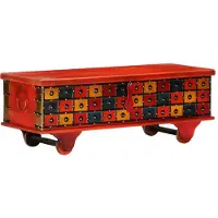 vidaXL Coffre de rangement rouge 110 x 40 x 40 cm en bois massif d'acacia