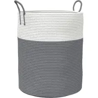 vidaXL Panier de rangement gris et blanc Ø38x46 cm coton