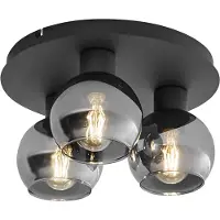 QAZQA Plafonnier Art déco noir avec verre fumé 3 lumières - Vidro