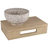 Differnz ensemble de lave-mains - 40x25x10cm - Rectangulaire - 0 trous de robinet - vasque terrazzo noir/blanc - Bois chêne clair SW642466 / SW794594