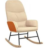 vidaXL Chaise à bascule Blanc crème Tissu