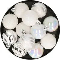Atmosphera Déco de sapin Lot de 12 Boules de Noël D 4 cm - Argent et Blanc