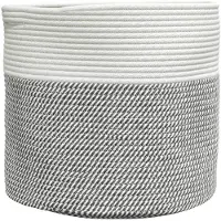 vidaXL Panier de rangement gris et blanc Ø40x35 cm coton