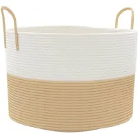 vidaXL Panier de rangement beige et blanc Ø51x33 cm coton
